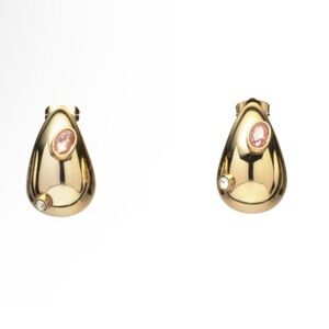 Mayamar Elegant Gold and Pink Stone Earrings